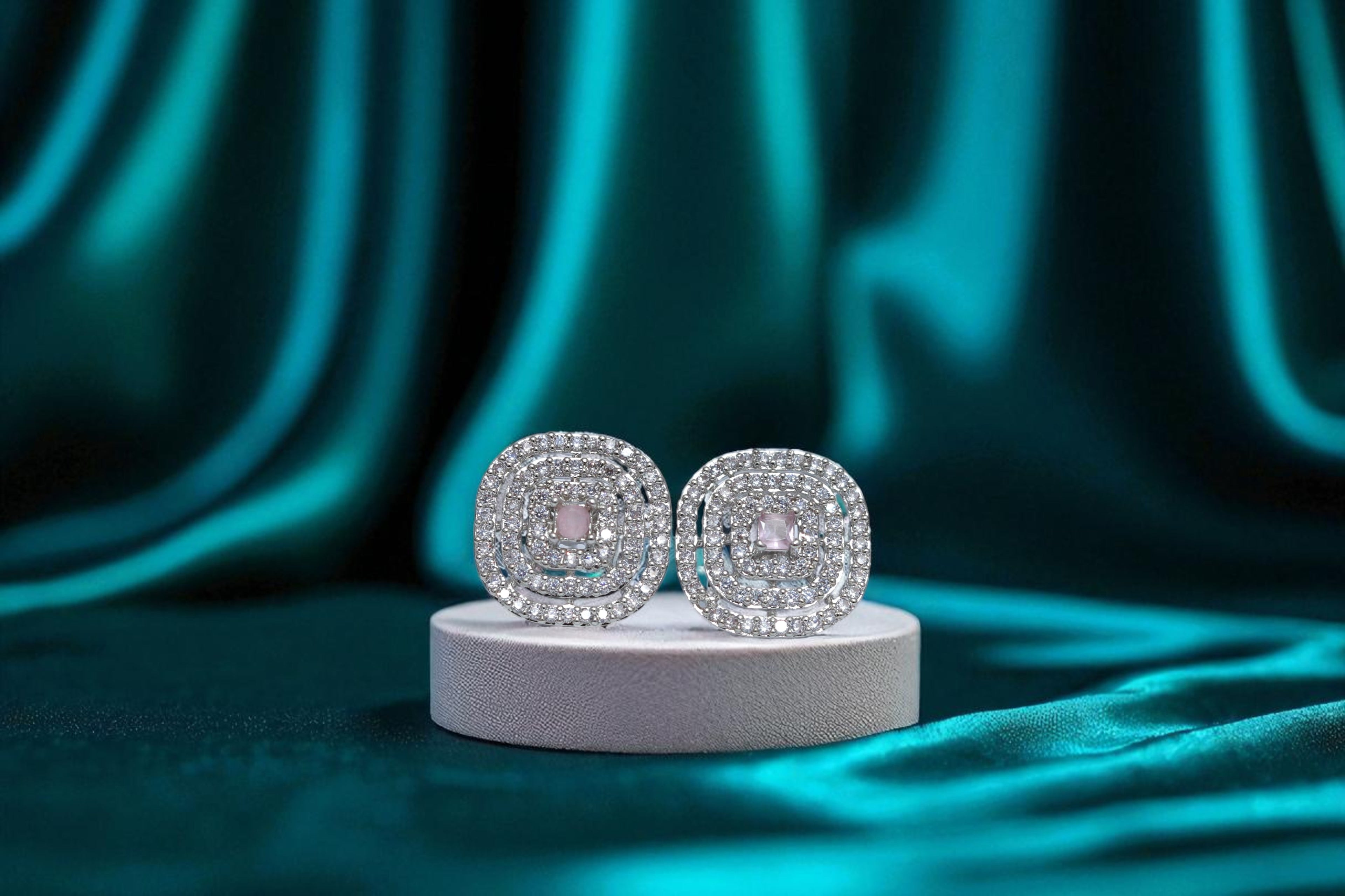 💗 Elegant Pink Stone Stud Earrings 💗