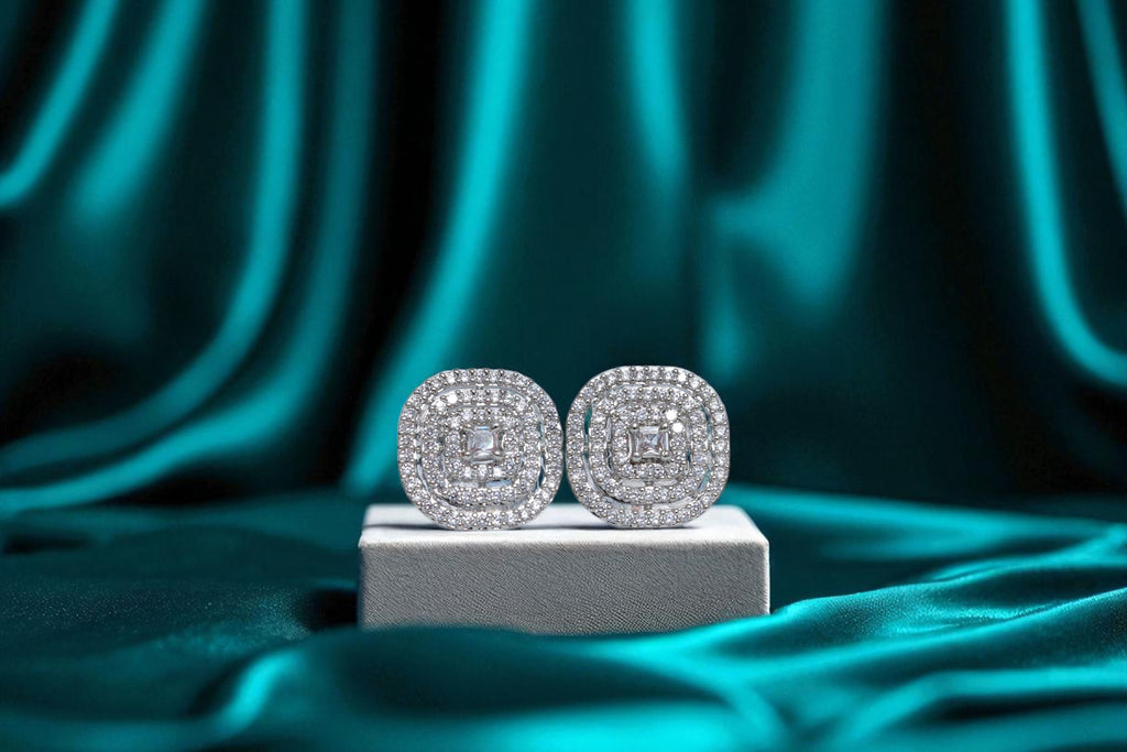 🤍 Elegant White Stone Stud Earrings 🤍