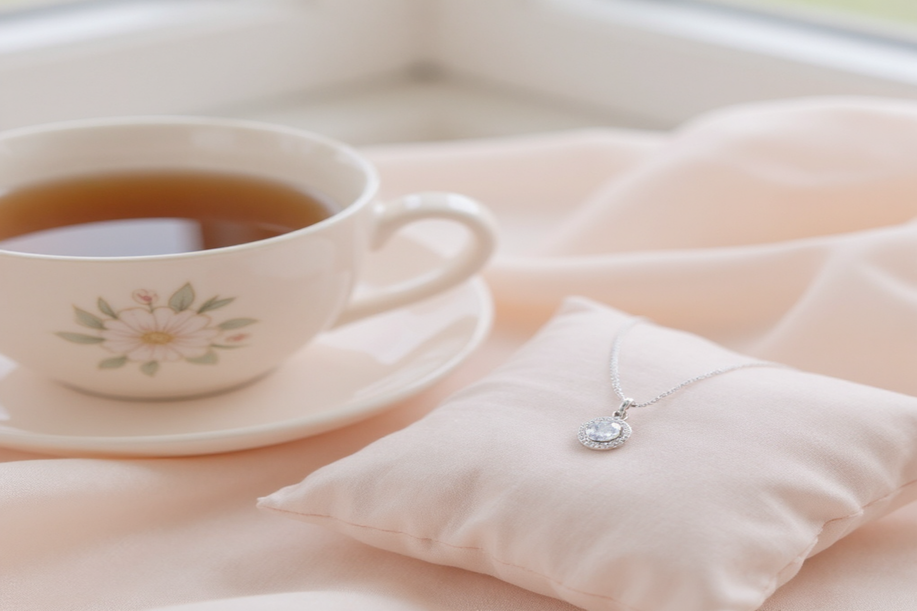 Sparkling White Diamond Silver Pendant Set 💎