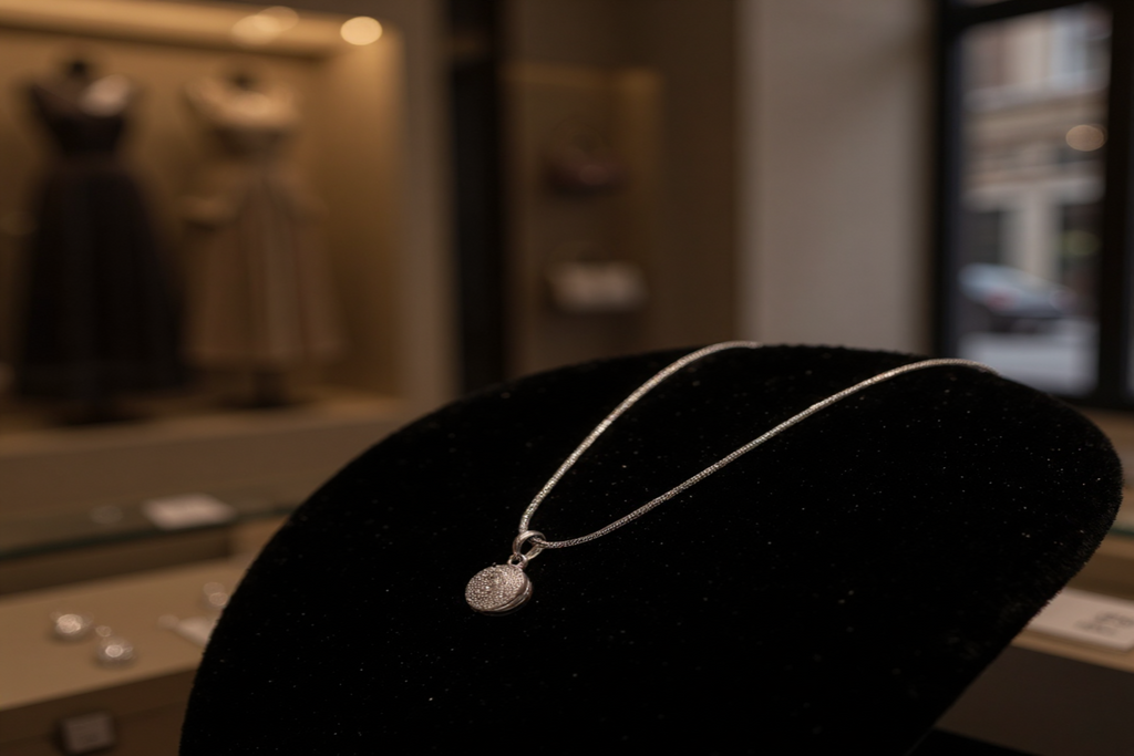 ✨ Elegant Silver Pendant Necklace with Round Crystal Charm ✨