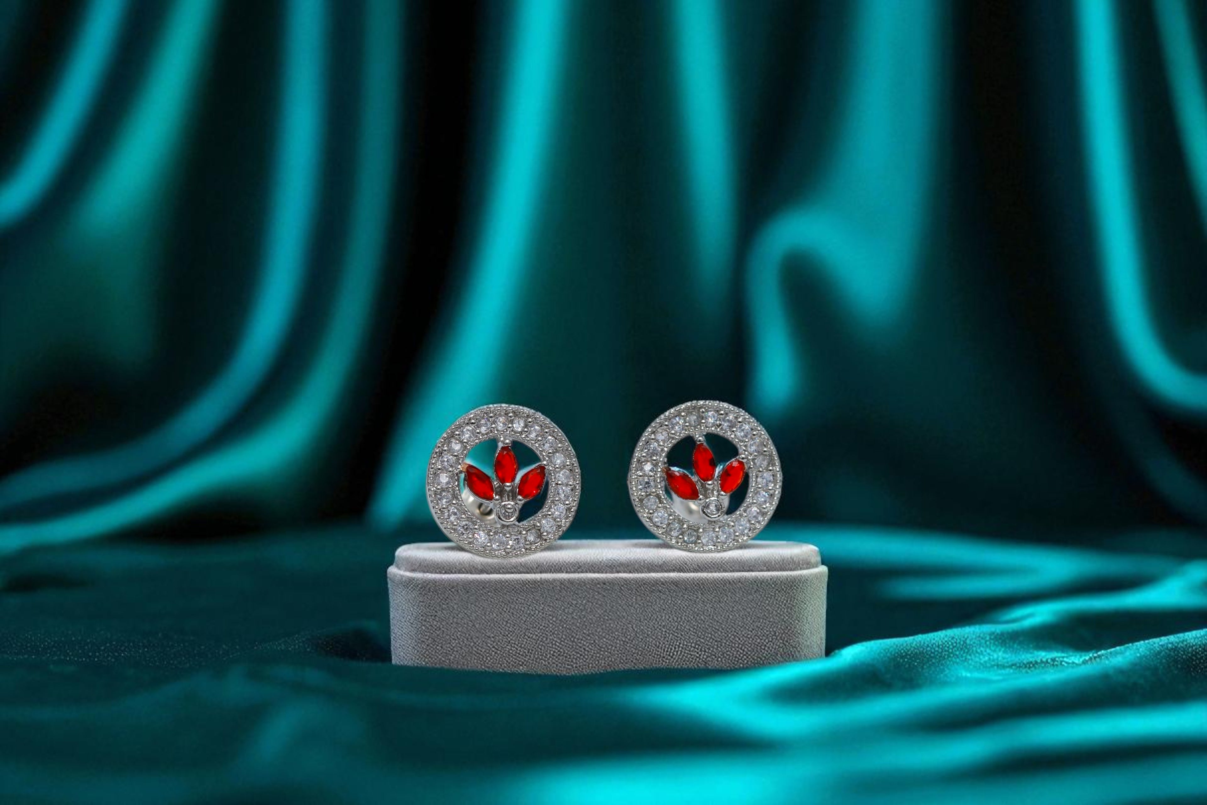 ❤️ Red Lotus Halo Stud Earrings ❤️