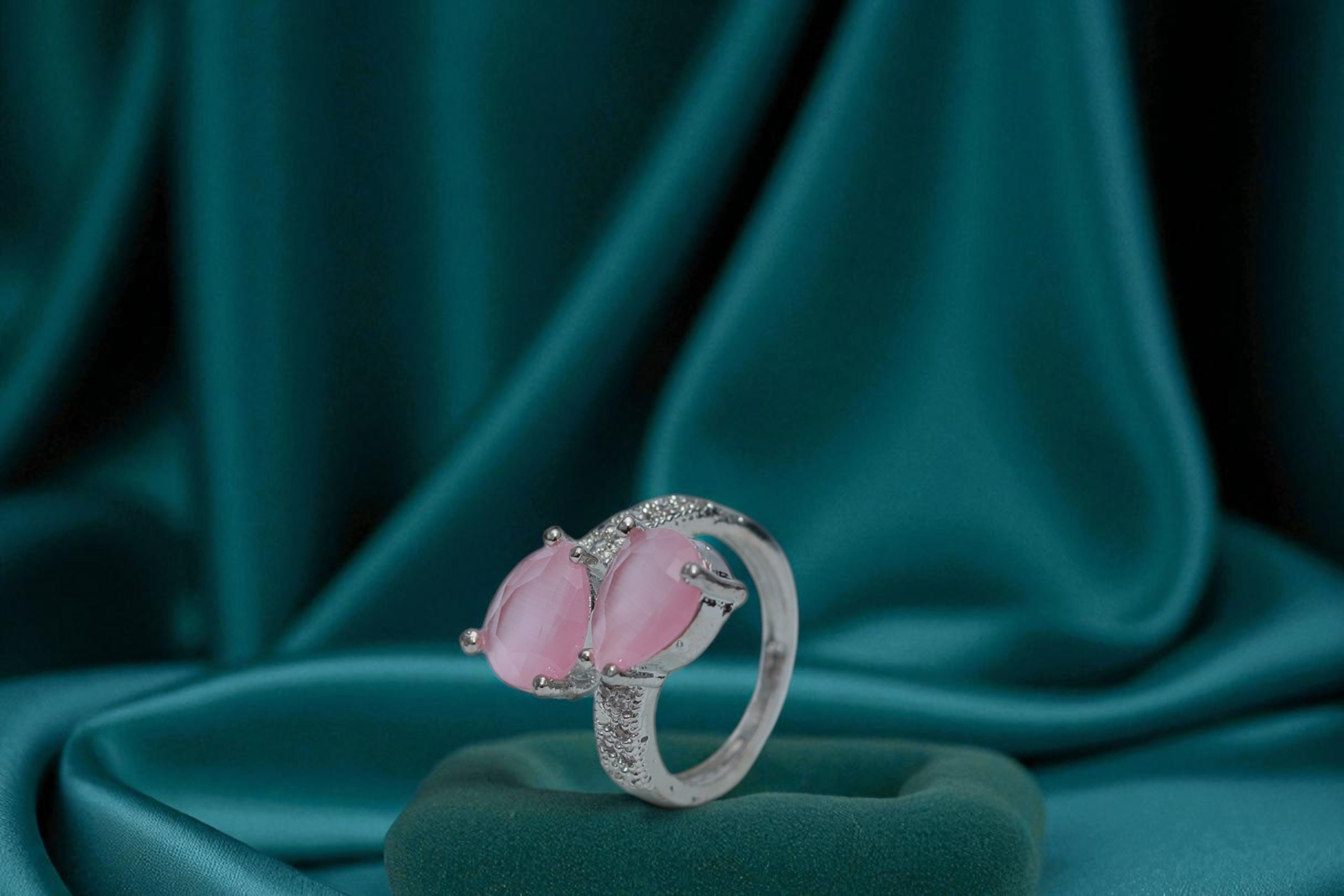 💗 Royal Pink Twin Gemstone Ring 💍