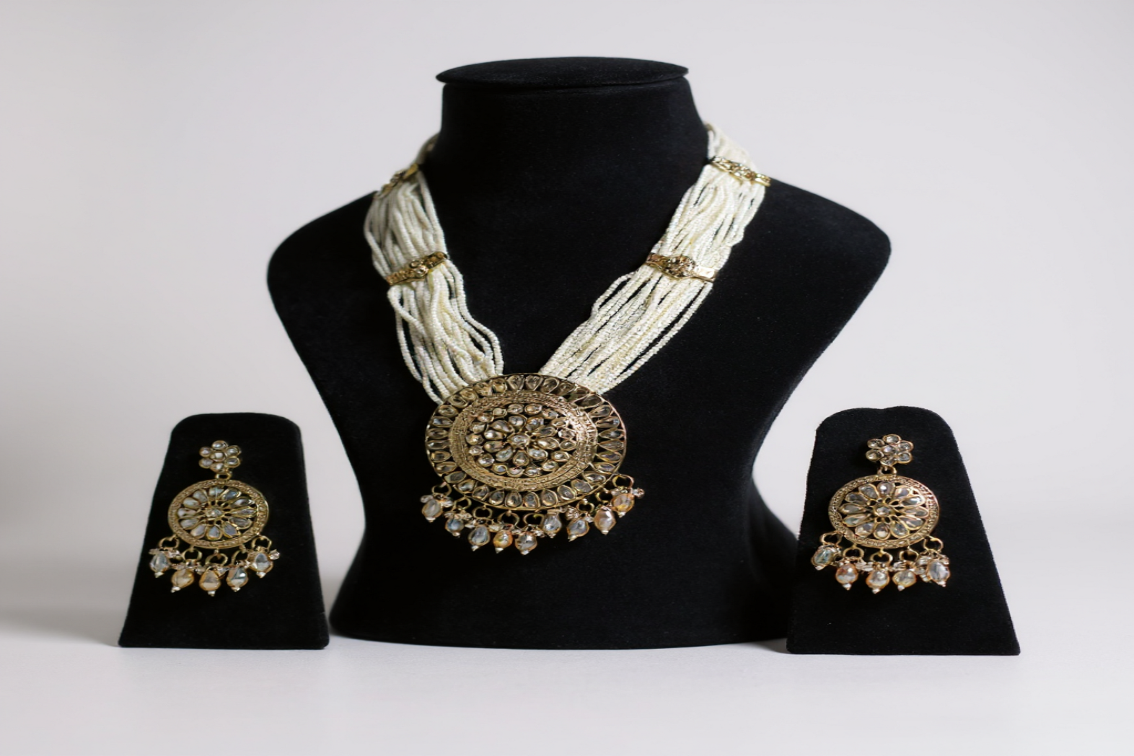 🌟 Antique Pearl & Gold Necklace Set 🌟
