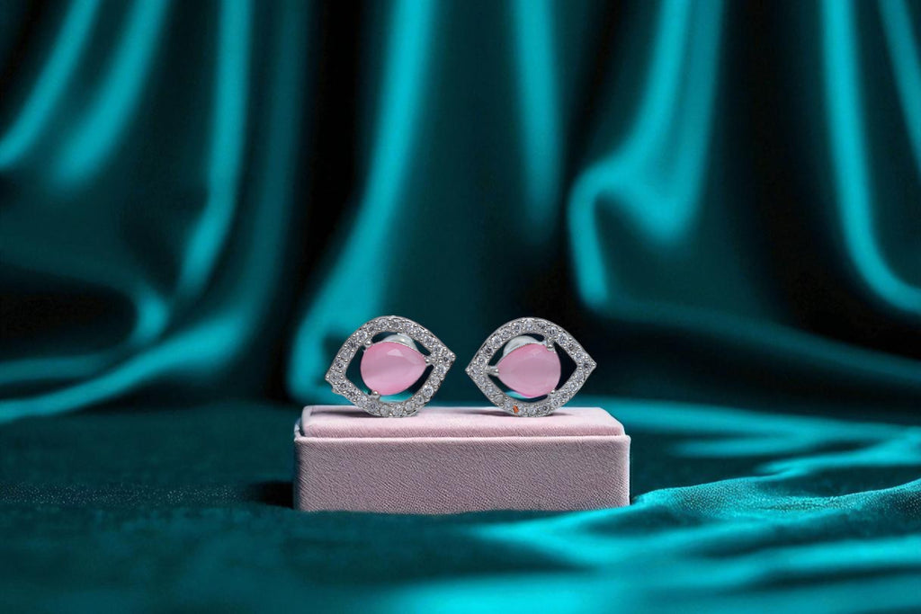 💗 Pink Stone Diamond Teardrop Earrings