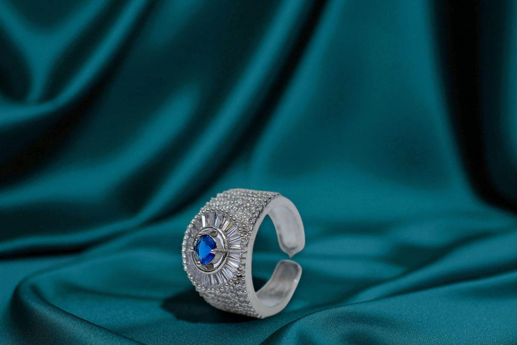 💙 Blue Stone Diamond 💎 Band Ring 💍