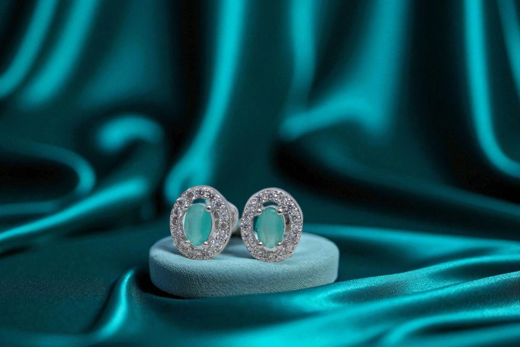 💙 Classic Aqua Oval Stud Earrings 💙