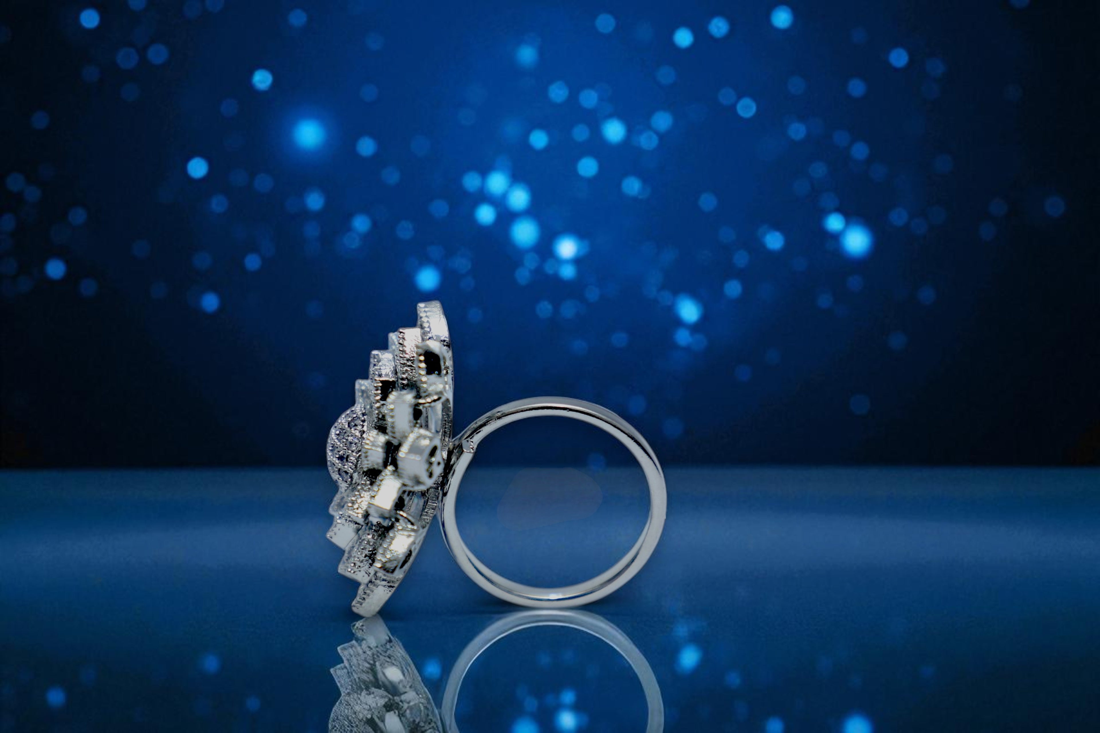 🌸 Silver Floral Diamond Ring 💍