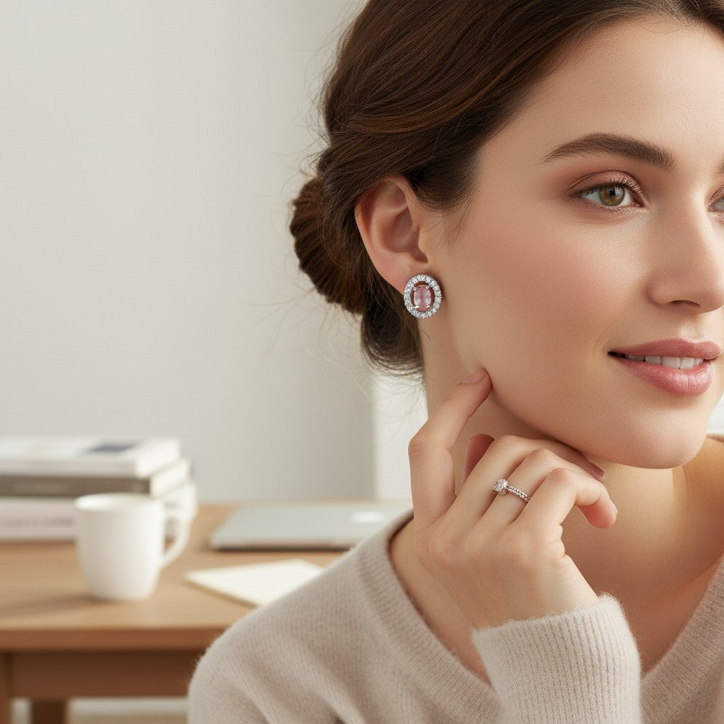 💗 Classic Pink Oval Stud Earrings 💗