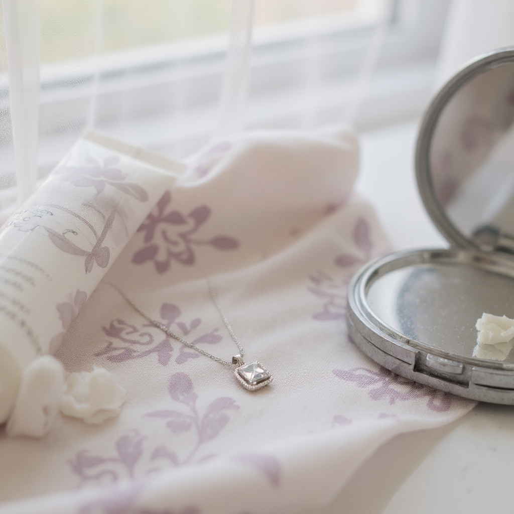 🤍 Diamond Glow Set 🤍!! Elegant Silver Jewelry Set with Square-Cut White Crystal Pendant Necklace and Matching Earrings