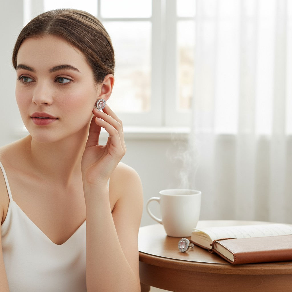 🤍 Classic White Oval Stud Earrings 🤍