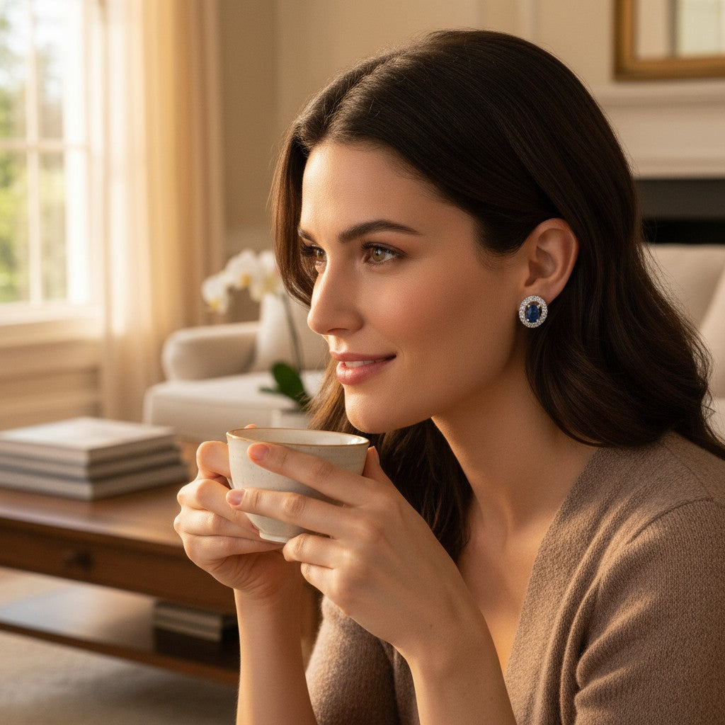 💙 Classic Blue Oval Stud Earrings 💙