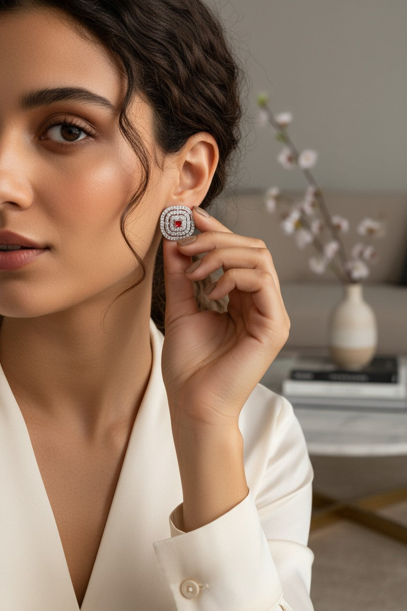 ❤️ Elegant Red Stone Stud Earrings ❤️