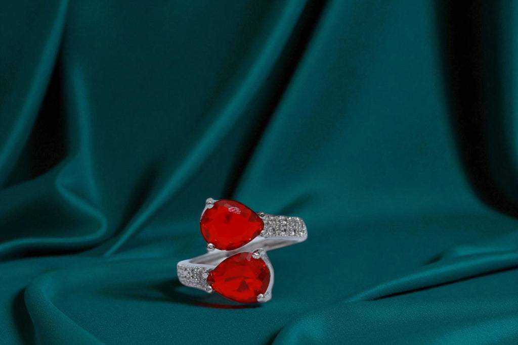 ❤️ Royal Red Twin Gemstone Ring 💍