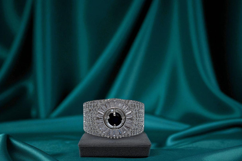 🖤 Black Stone Diamond 💎 Band Ring 💍