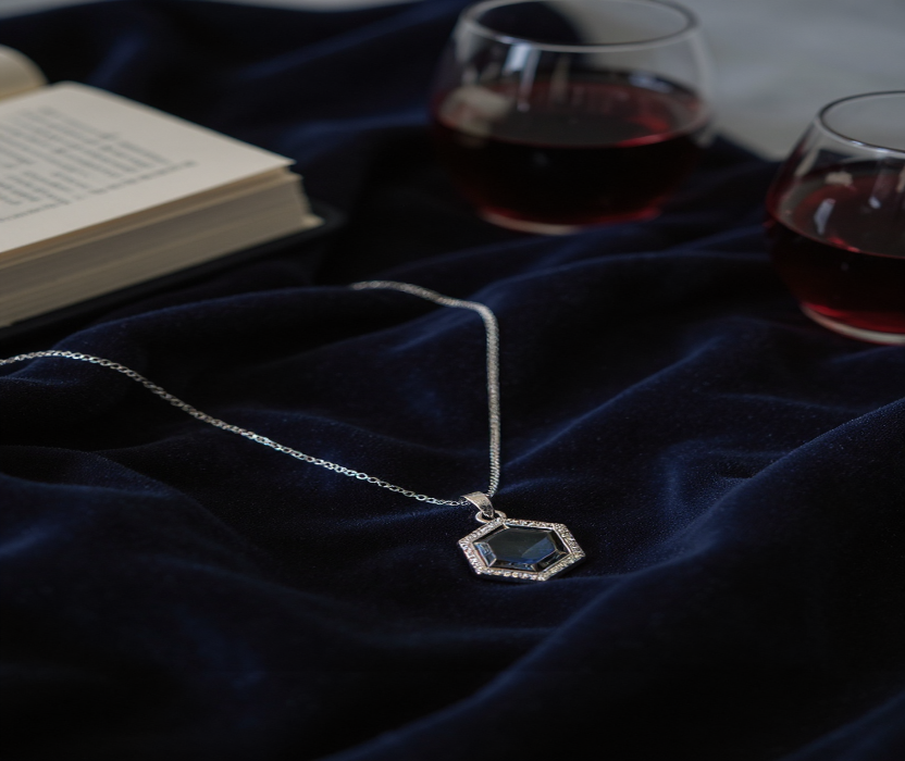 💙 Sapphire Sparkle Set 💙!! Elegant Silver Jewelry Set with Sapphire Blue Hexagon Gemstone Pendant Necklace and Matching Earrings