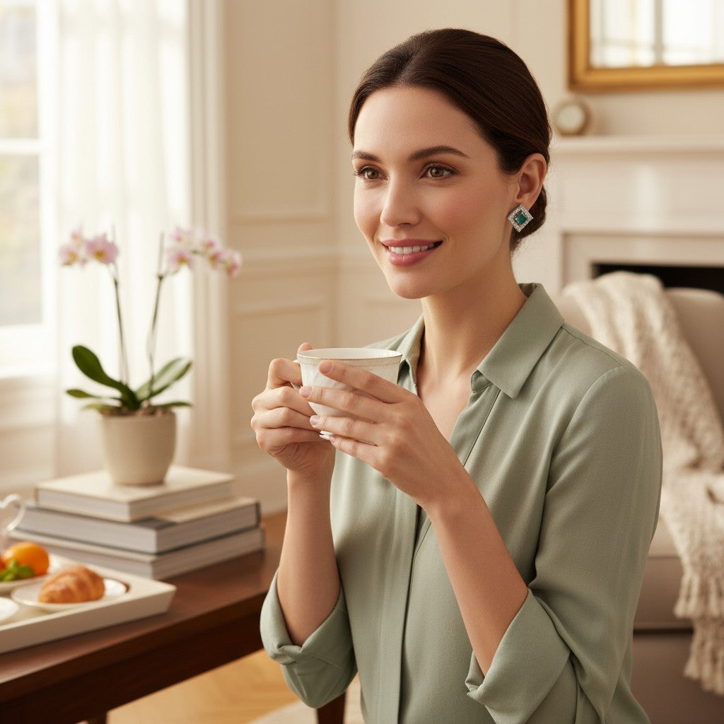 💙 Aqua Stone Diamond Stud Earrings