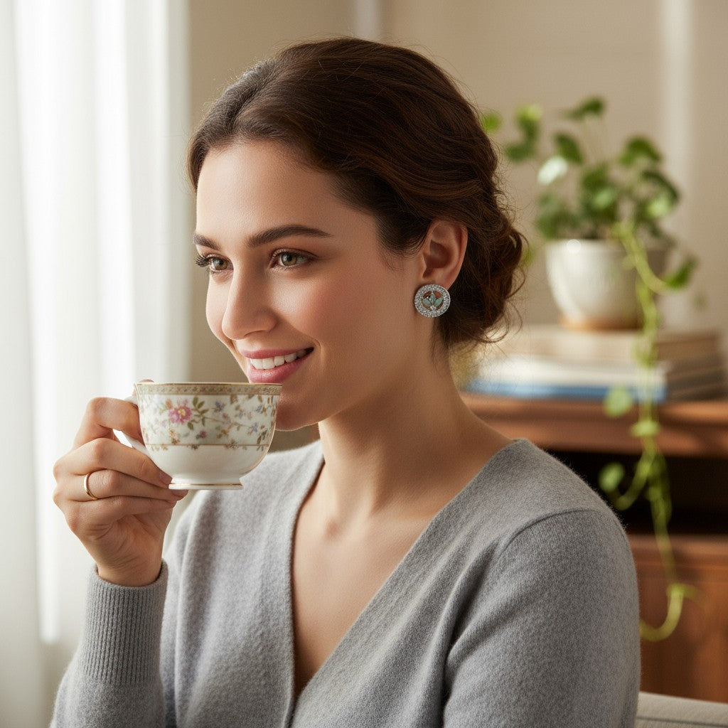 💙 Aqua Lotus Halo Stud Earrings 💙