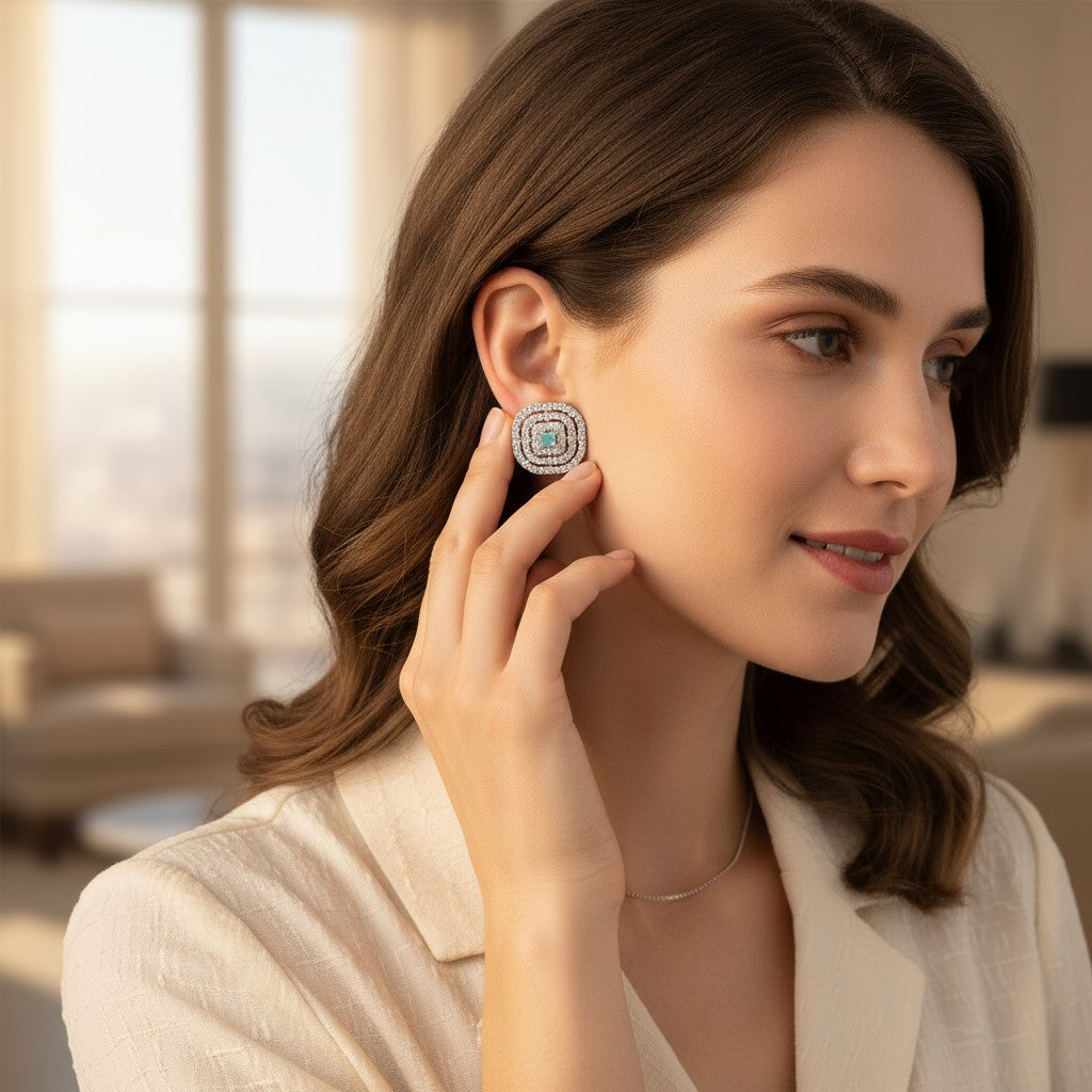 💙 Elegant Aqua Stone Stud Earrings 💙