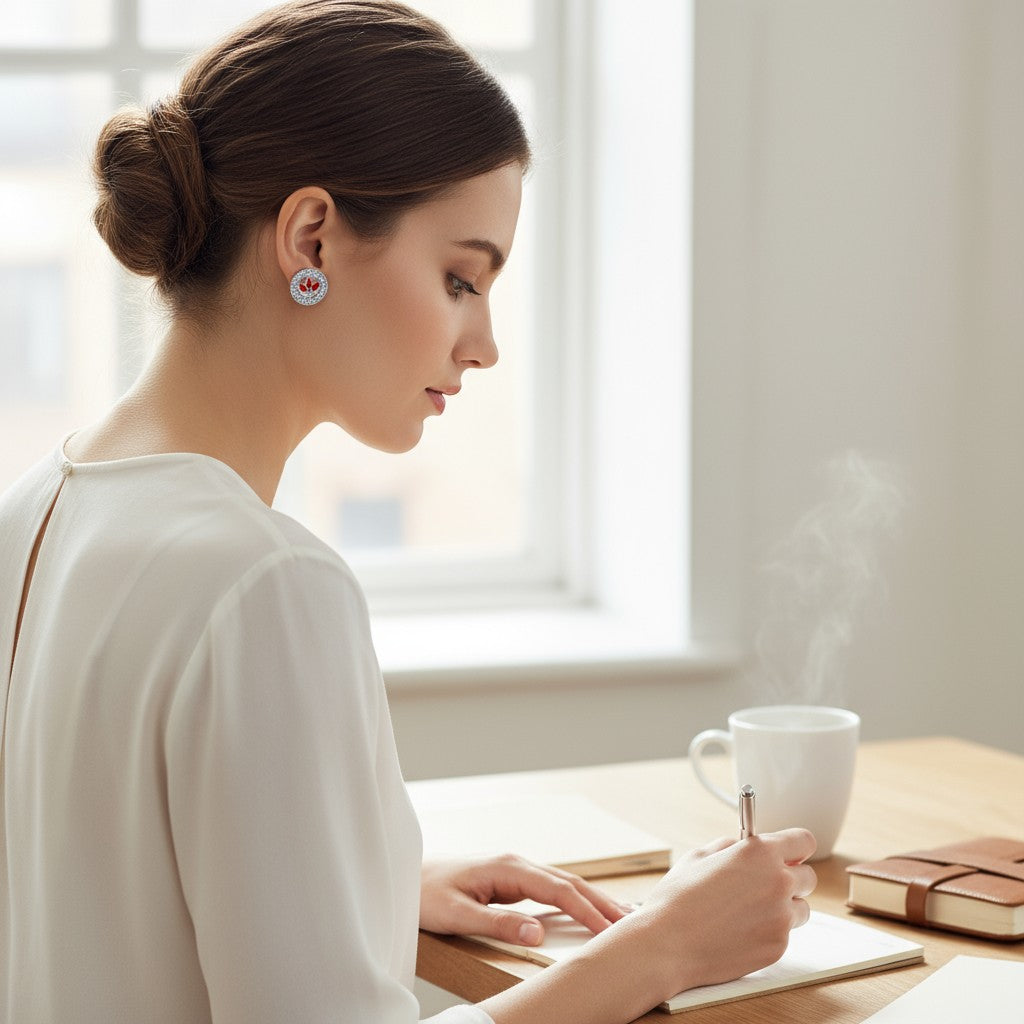 ❤️ Red Lotus Halo Stud Earrings ❤️