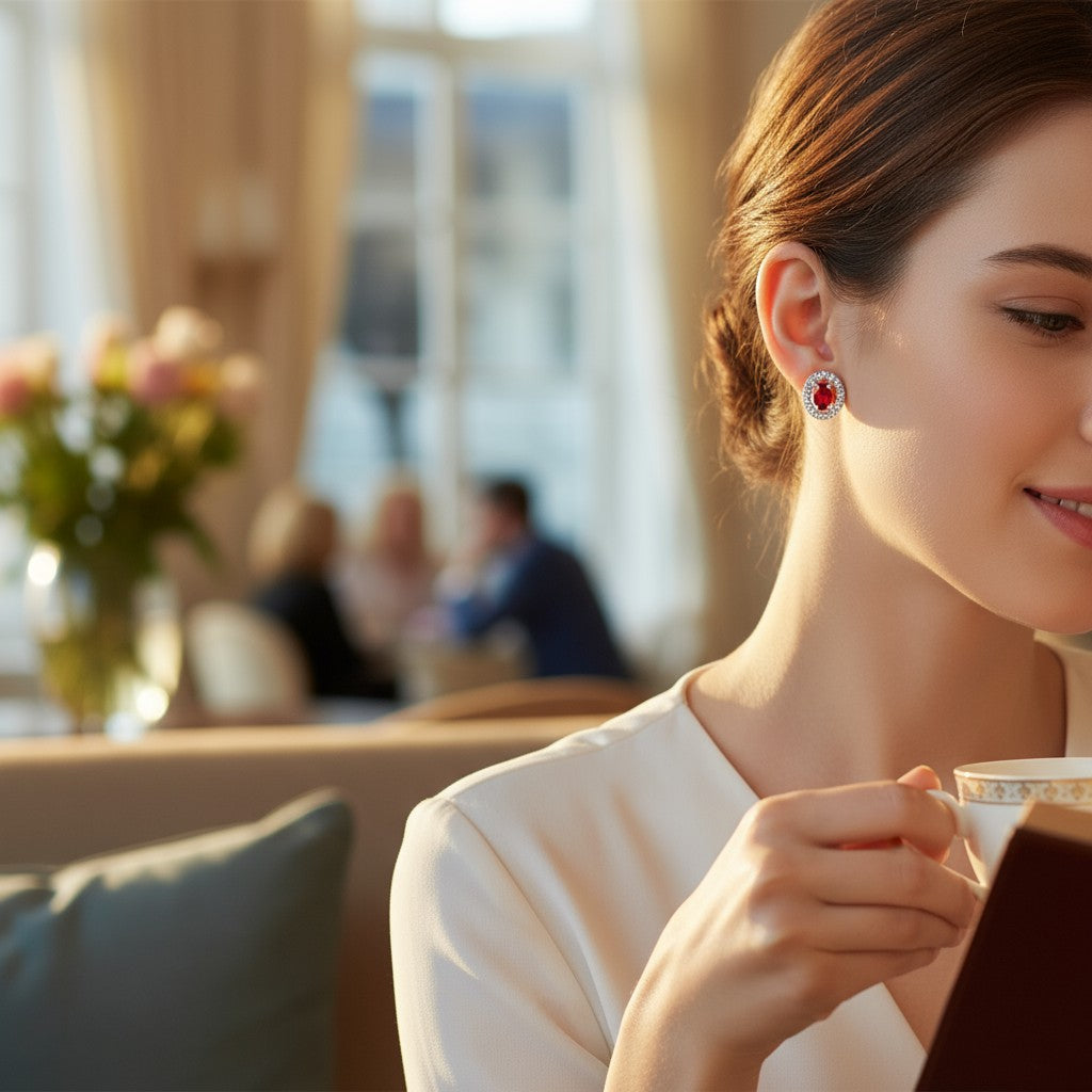 ❤️ Classic Red Oval Stud Earrings ❤️