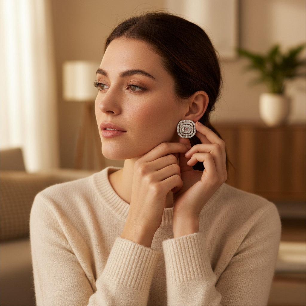 💗 Elegant Pink Stone Stud Earrings 💗