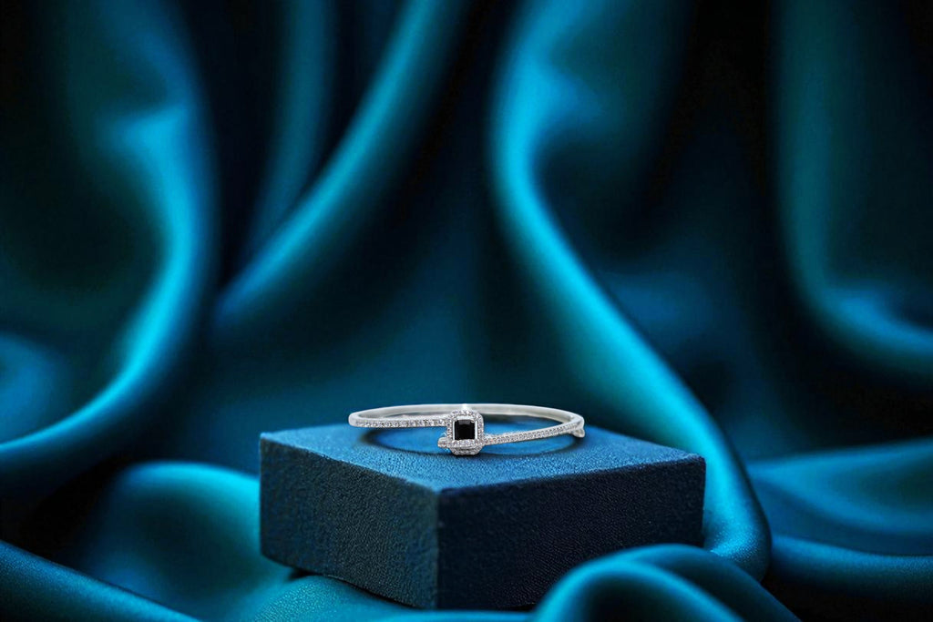 ✨ Sterling Silver Diamond 💎 Bracelet with Black 🖤 Centerpiece 💫