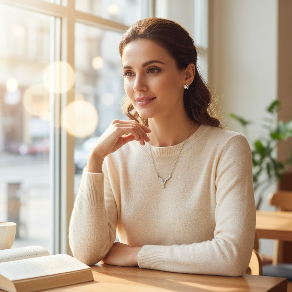 ✨ Elegant Sparkle Mangalsutra ✨!! Elegant Silver-Tone Diamond-Studded Mangalsutra Necklace with Matching Earrings Set