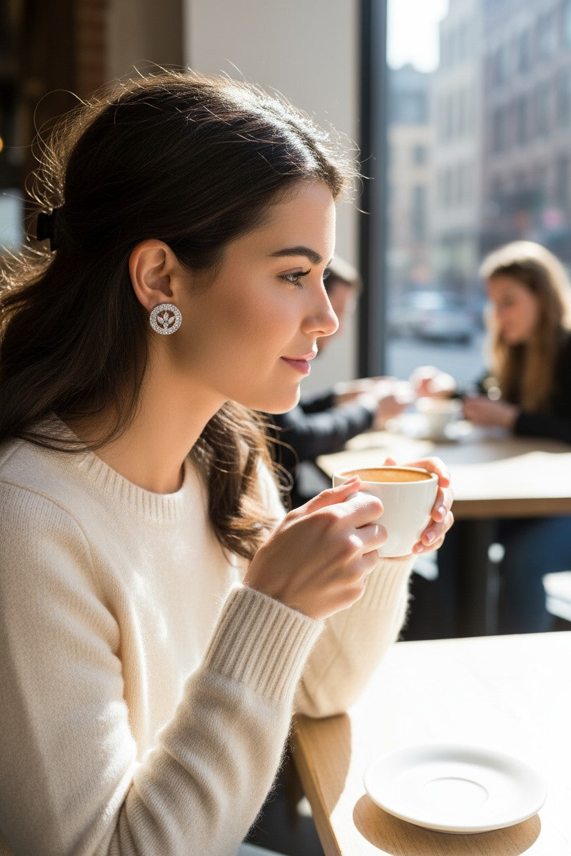 🤍 White Lotus Halo Stud Earrings 🤍