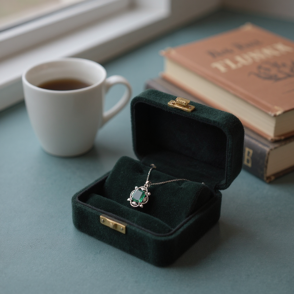 💚 Elegant Silver Jewelry Set with Green Gemstone Pendant Necklace and Matching Earrings 💚