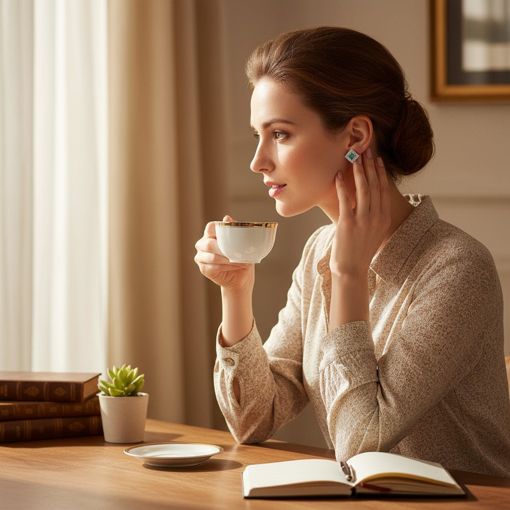 💙 Aqua Stone Diamond Stud Earrings