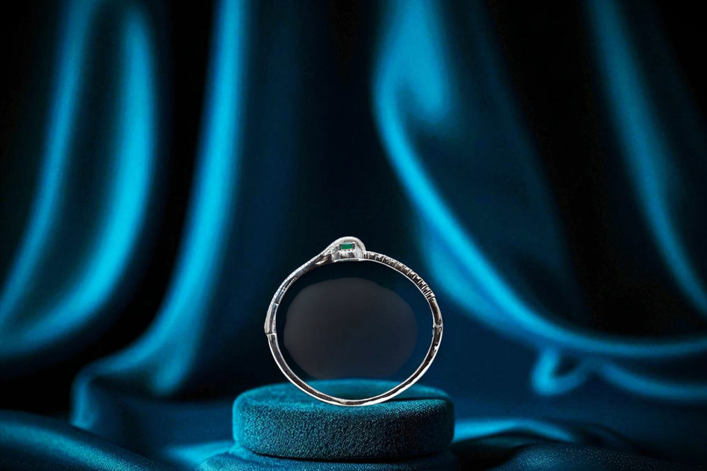 ✨ Sterling Silver Diamond 💎 Bracelet with Emerald 💚 Centerpiece 💫