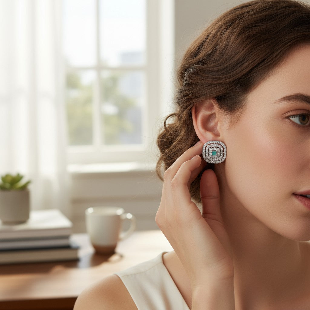 💙 Elegant Aqua Stone Stud Earrings 💙