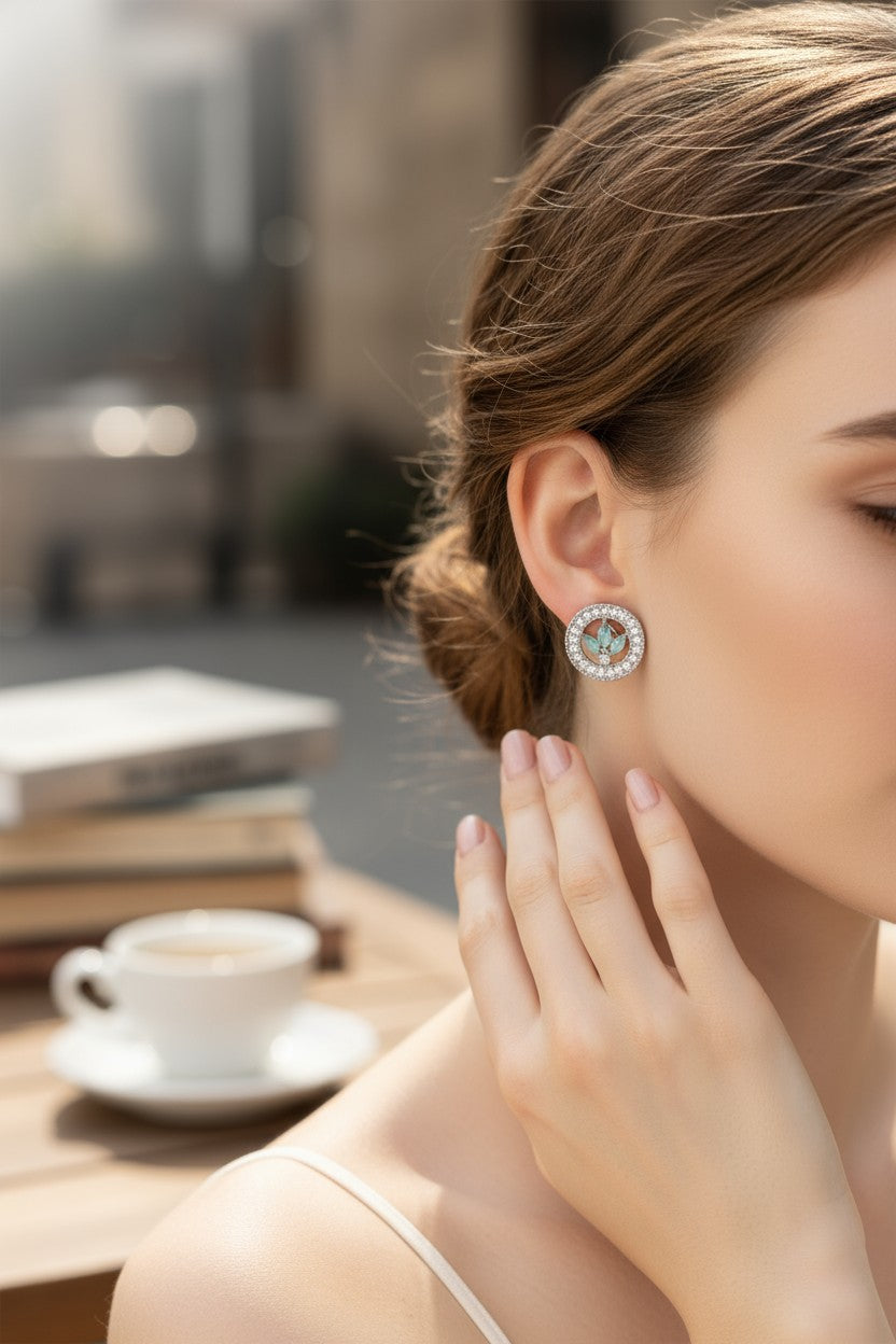 💙 Aqua Lotus Halo Stud Earrings 💙
