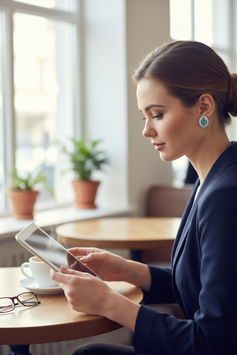 💙 Classic Aqua Oval Stud Earrings 💙