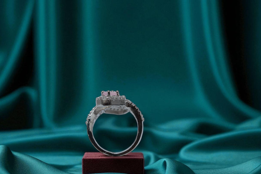 💕 Twin Pink Gemstone Silver Ring 💍