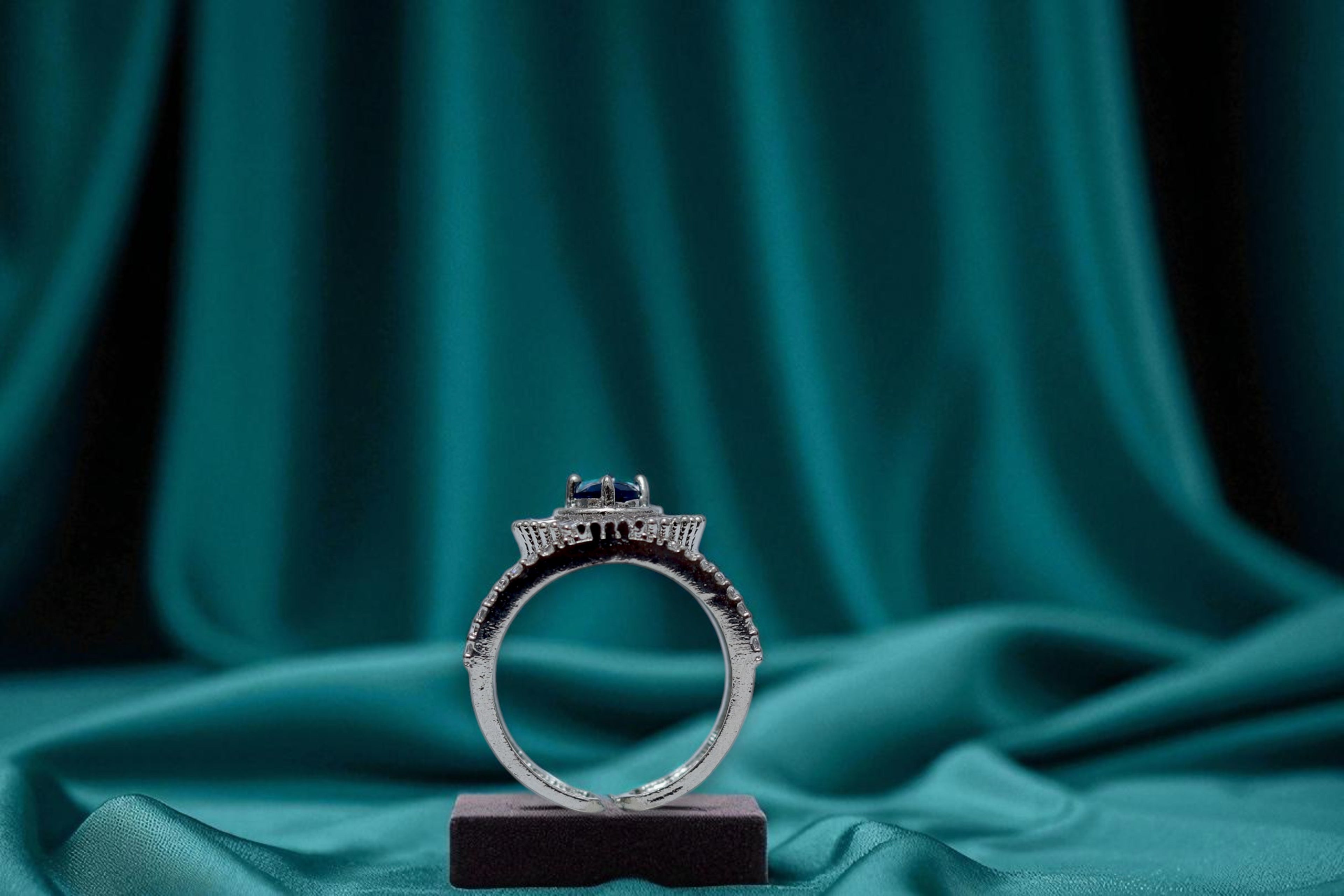 💙 Blue Stone Diamond 💎 Band Ring 💍