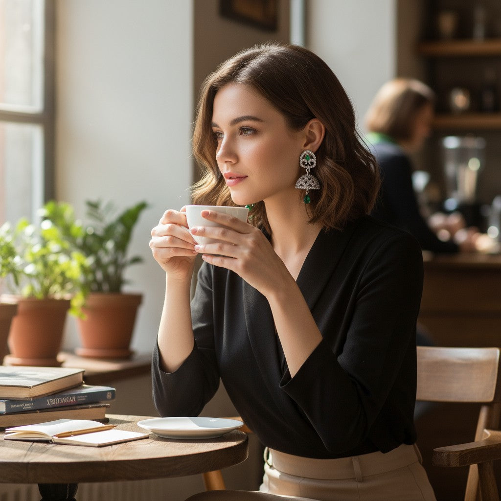 💚 Sparkling Green Stone Jhumka Earrings 💚