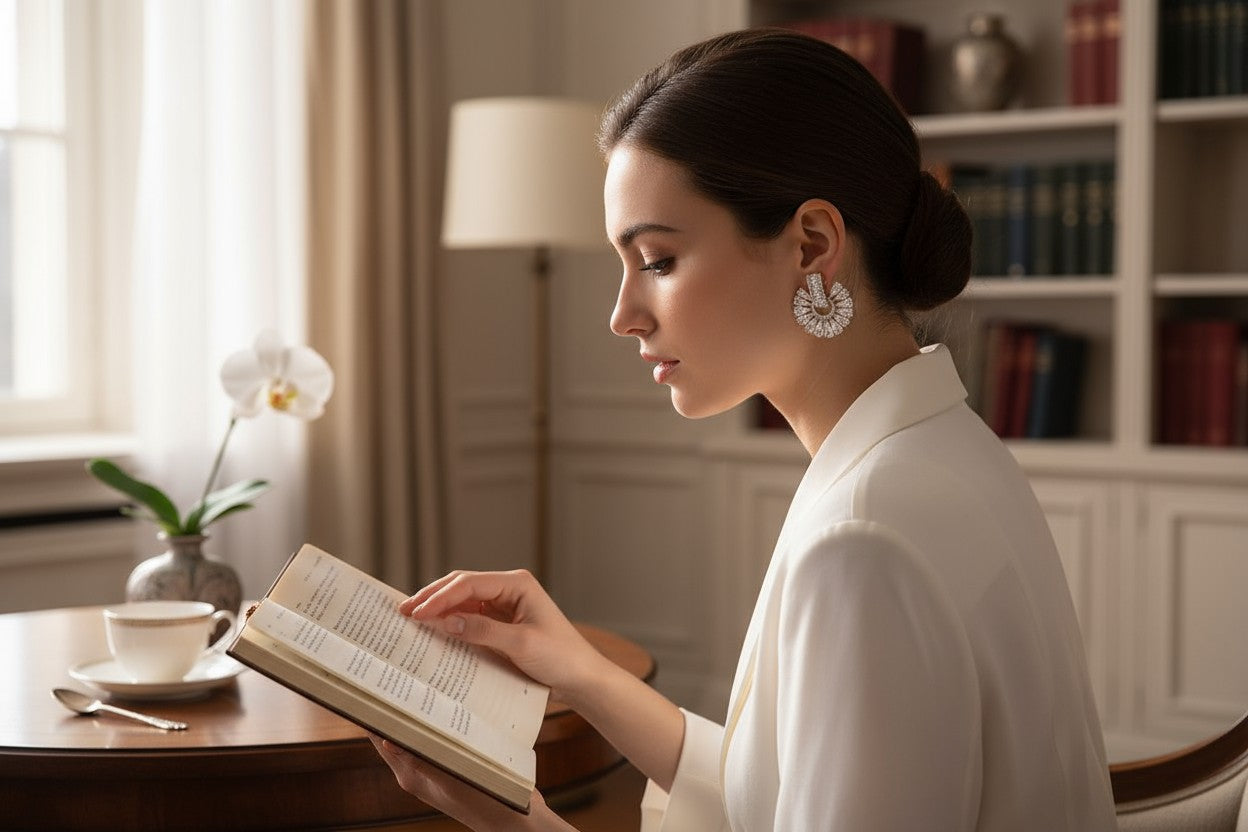 🤍 White Stone Diamond Chandelier Earrings