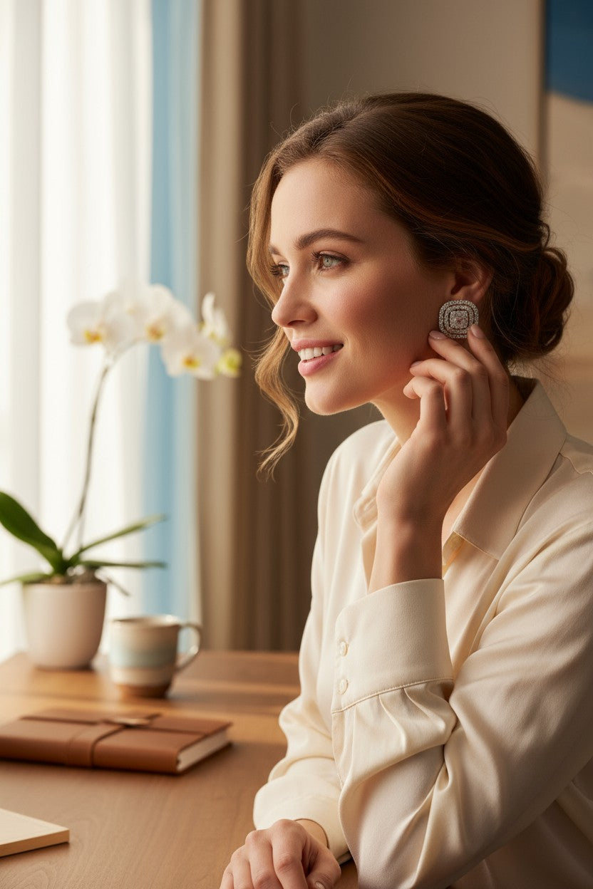 💗 Elegant Pink Stone Stud Earrings 💗