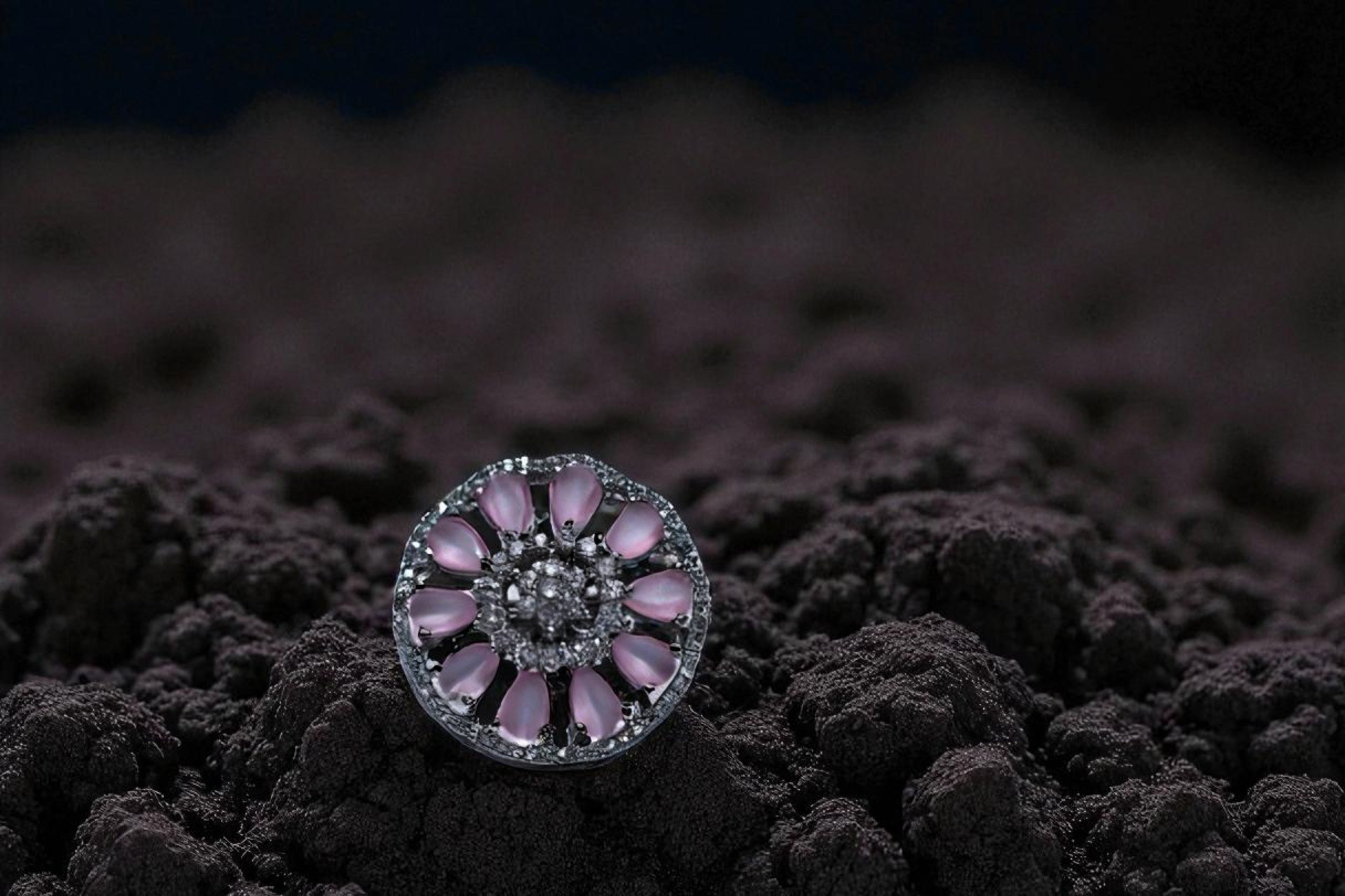 🌸 Pink A.D Floral Diamond 💎 Ring 💍
