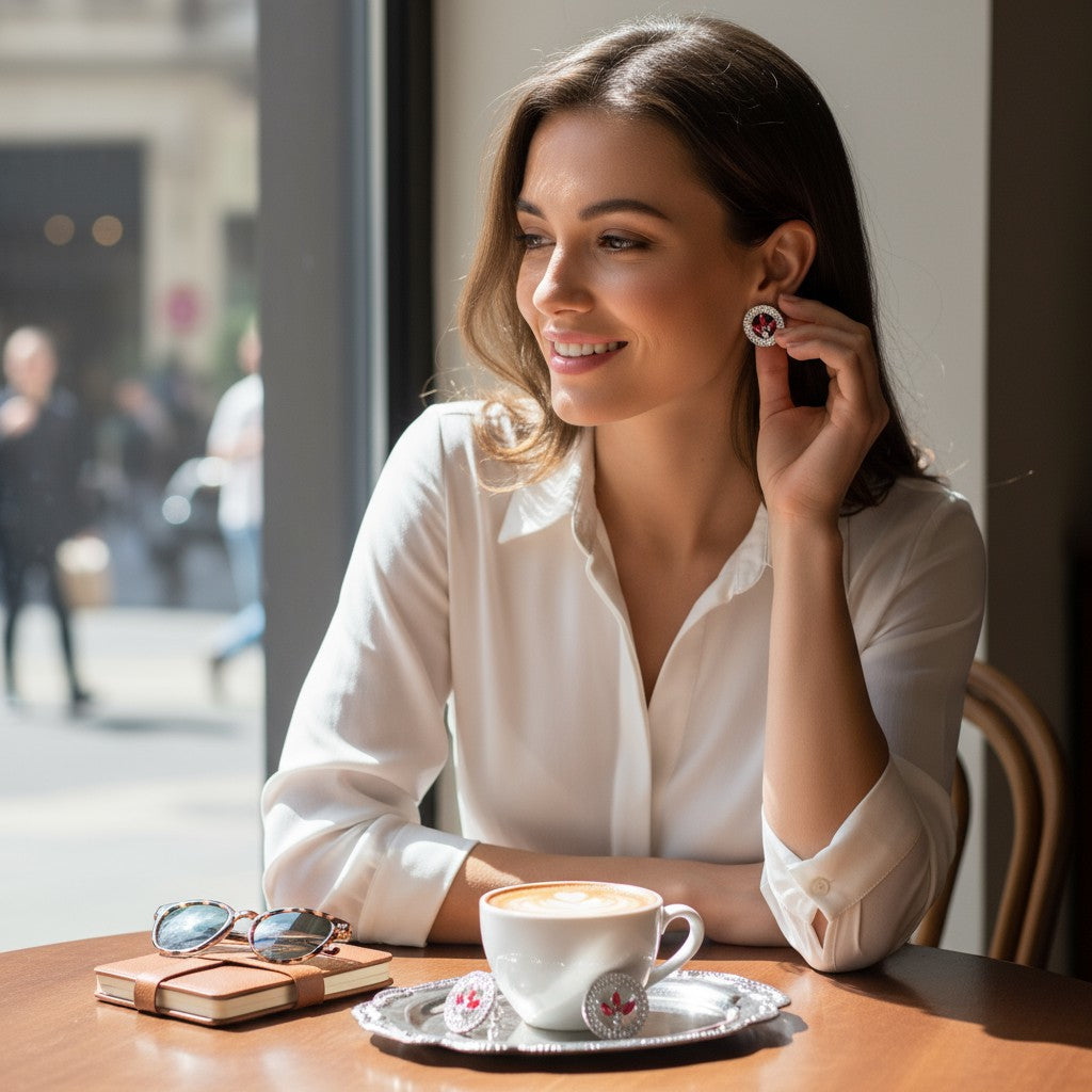 ❤️ Red Lotus Halo Stud Earrings ❤️