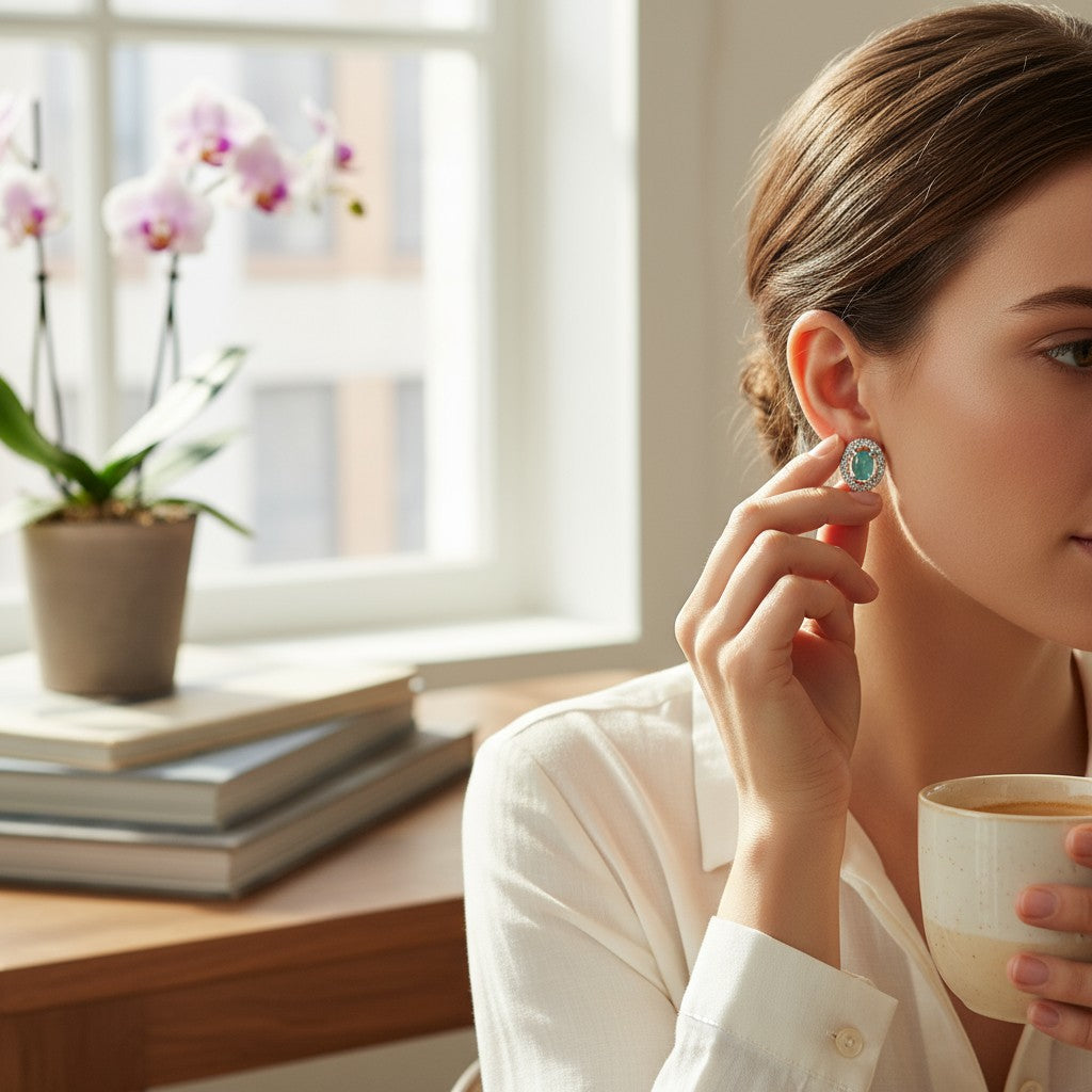 💙 Classic Aqua Oval Stud Earrings 💙