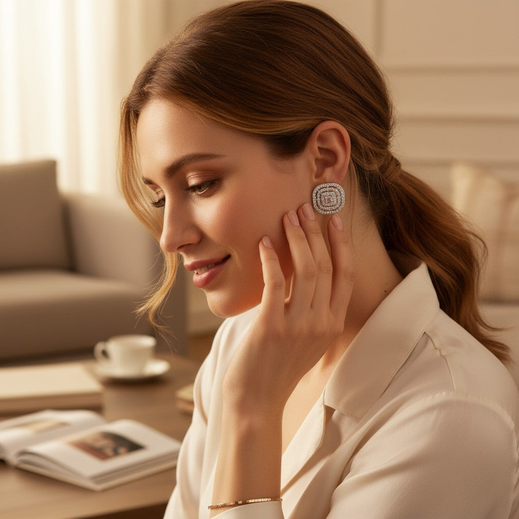 💗 Elegant Pink Stone Stud Earrings 💗