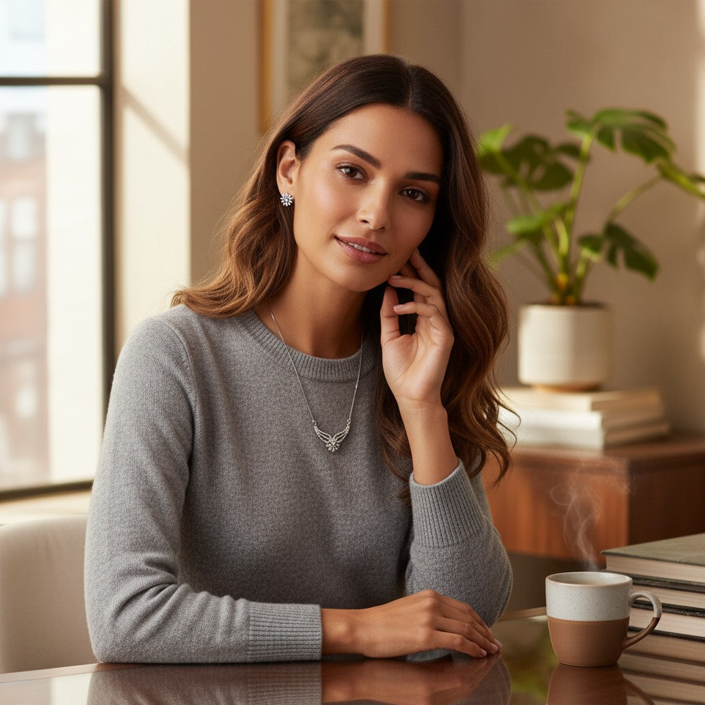 ✨ Radiant Charm Mangalsutra ✨!! Elegant Diamond Look Mangalsutra Necklace with Matching Earrings Set