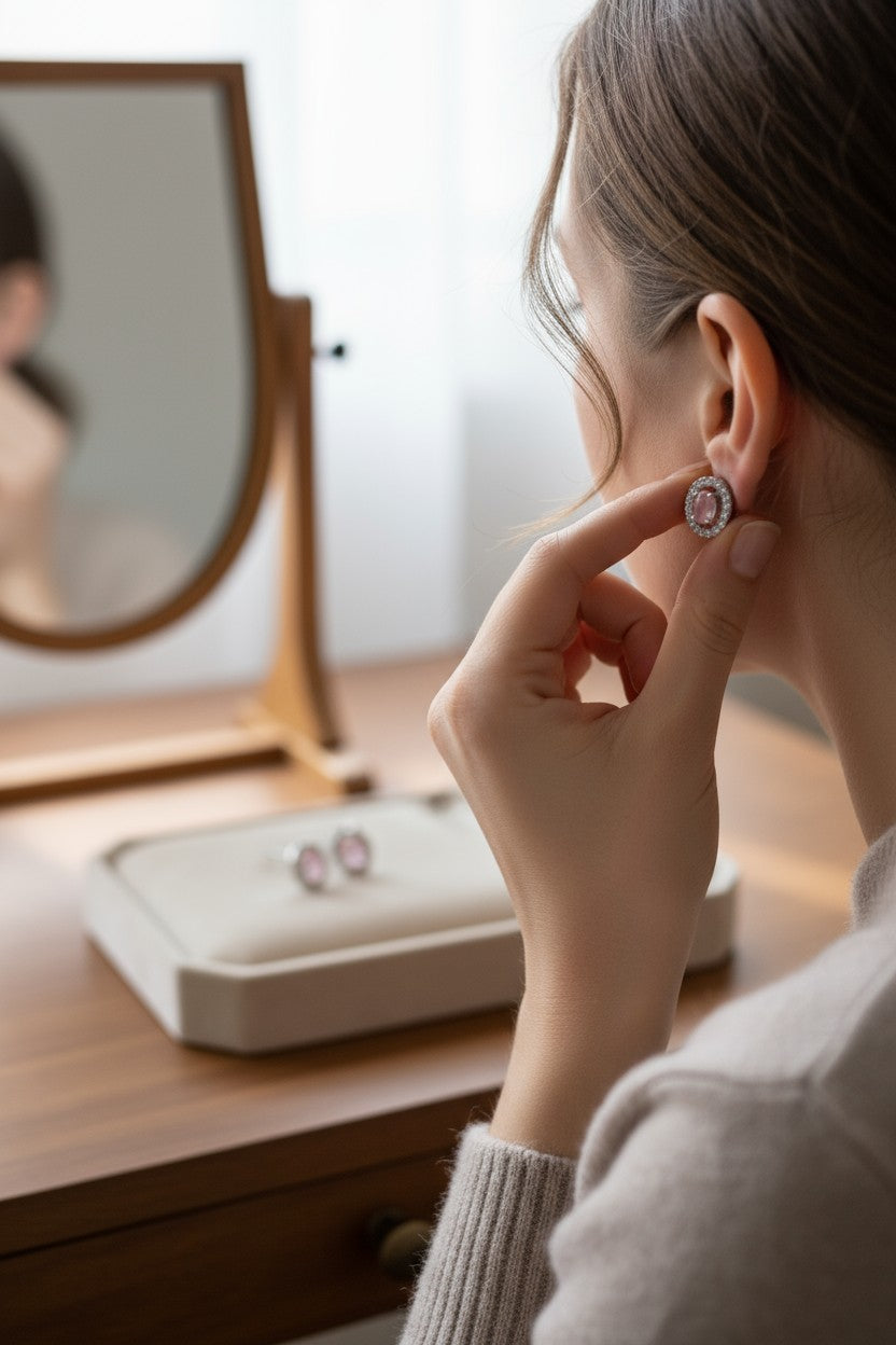 💗 Classic Pink Oval Stud Earrings 💗