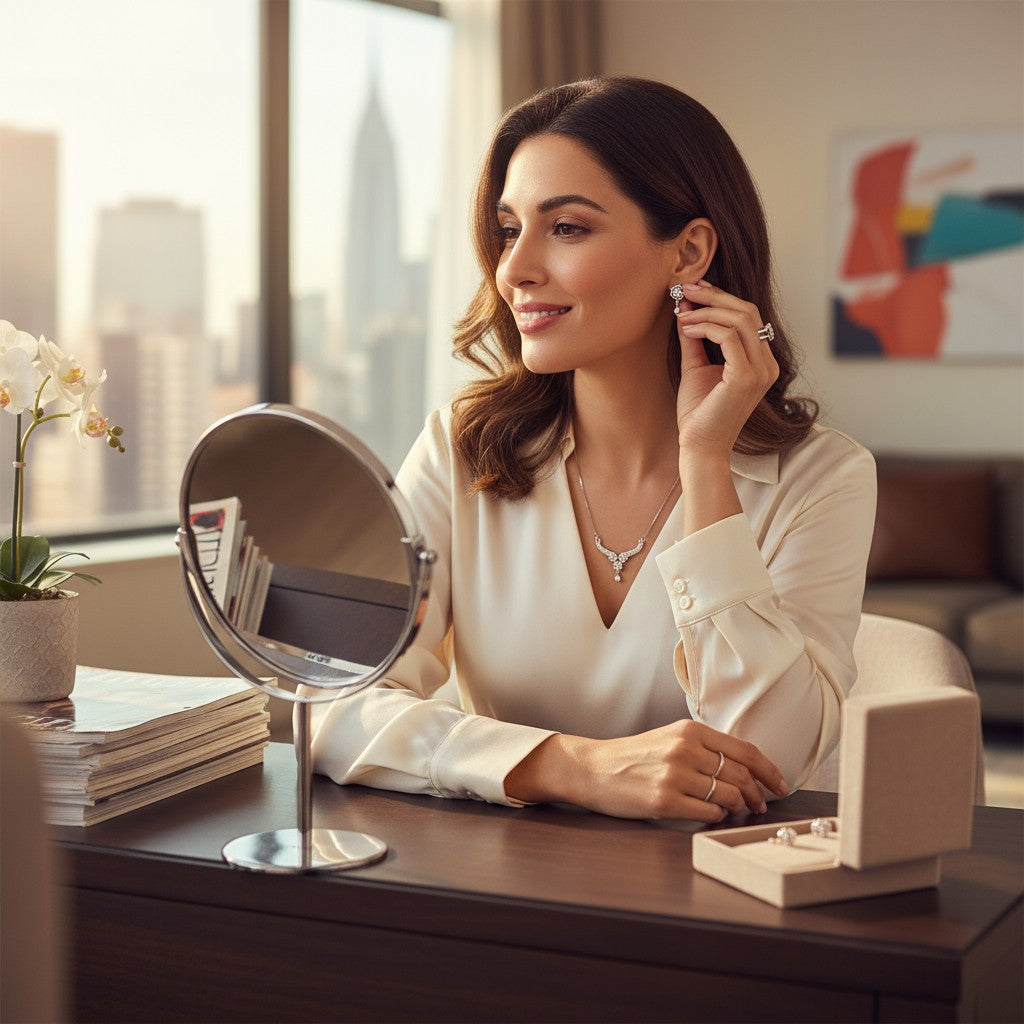 ✨ Elegant Sparkle Mangalsutra ✨!! Elegant Silver-Tone Diamond-Studded Mangalsutra Necklace with Matching Earrings Set