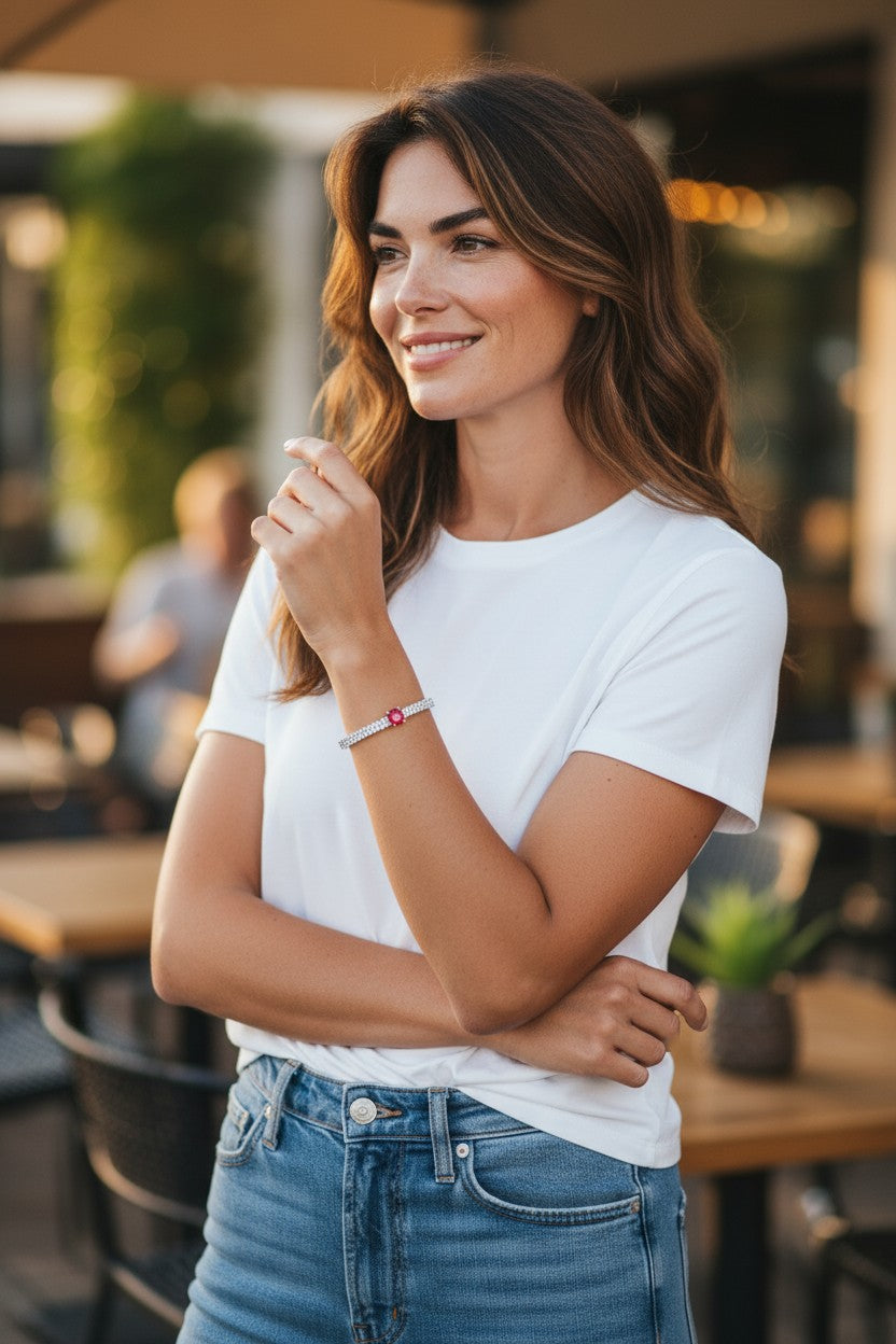 Ruby Spark Silver Diamond 💎 Bracelet ✨