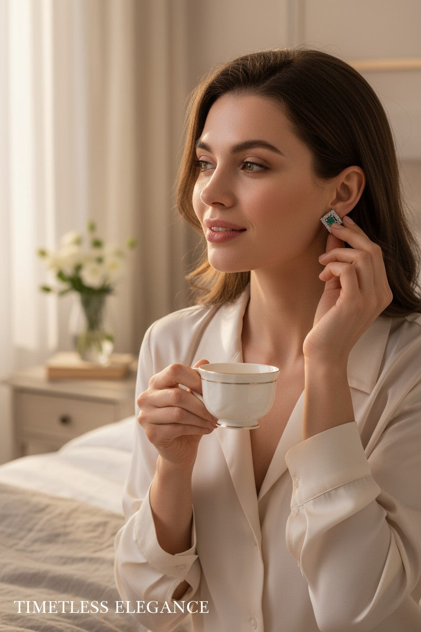 💙 Aqua Stone Diamond Stud Earrings