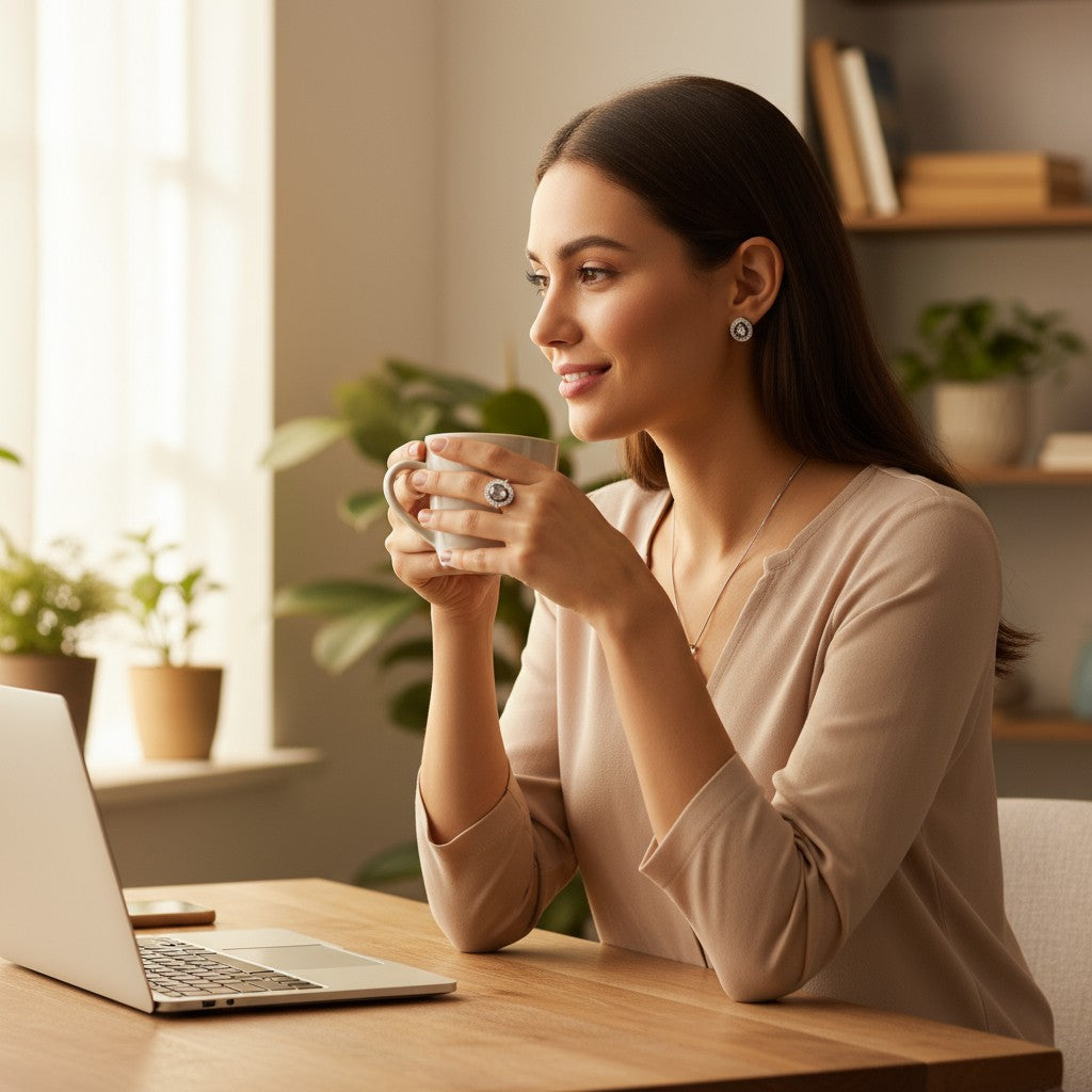 ✨ Sparkling White Elegance ✨!! Elegant Silver Jewelry Set with White Gemstone Teardrop Pendant Necklace, Earrings, and Matching Ring