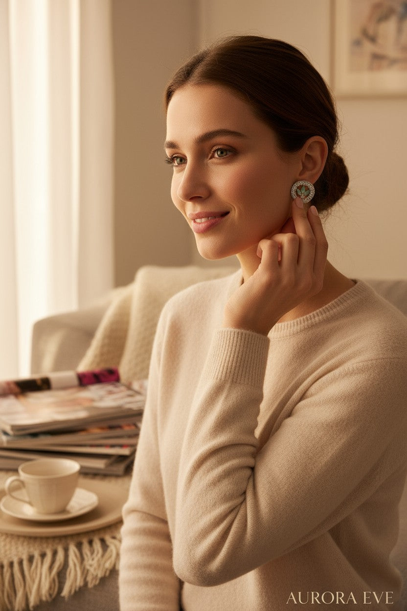 💙 Aqua Lotus Halo Stud Earrings 💙